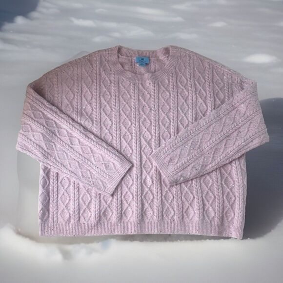 CeCe Women’s Pink Shimmer Sweater Size XL NWT - Picture 1 of 13